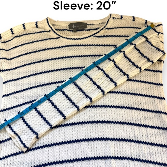 Anthropologie White, Blue Striped Oversized Sweater with chiffon underlay Sz XS - Picture 4 of 7